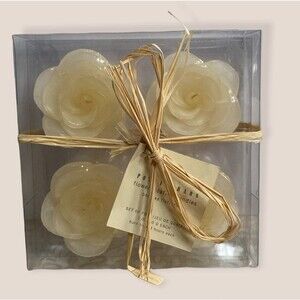Pottery Barn rose flower floating candles set of 4 - 1 oz.each (burn time 8h)